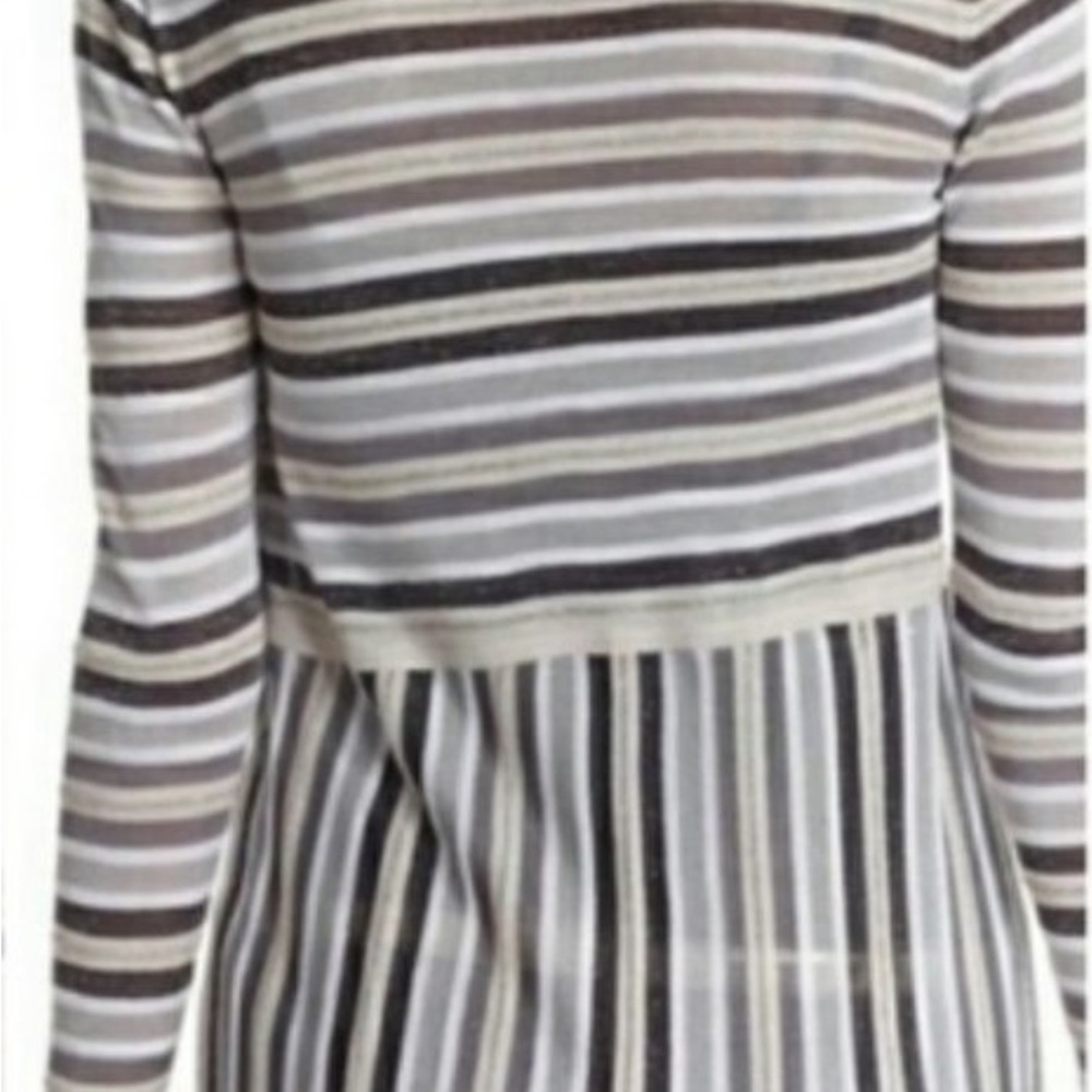 Whbm Multi Stripe Open Front Sparkle Cardigan S - image 5